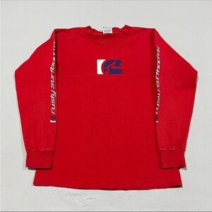 Vintage Rusty Surf Men's Red Faded Skater Streetwear Long Sleeve T-Shirt Size S